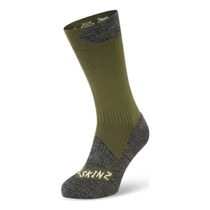 Image of SealSkinz Raynham WP All Weather Mid Length Socks - Olive/Grey Marl