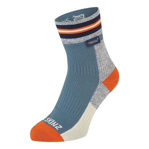 Image of SealSkinz Surlingham-A WP All Weather Ankle Length Striped Cuff Sock - Blue