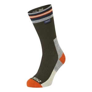 Image of SealSkinz Surlingham-A WP All Weather Mid Length Striped Cuff Sock - Olive