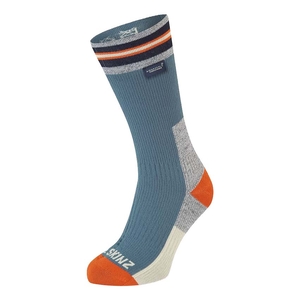 Image of SealSkinz Surlingham-A WP All Weather Mid Length Striped Cuff Sock - Blue