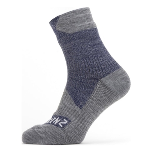 Image of SealSkinz Waterproof All Weather Ankle Length Socks - Navy Blue/Grey Marl