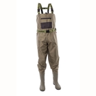 Image of Snowbee 210D Wadermaster Nylon Chest Waders - Cleated Sole - Sage Green