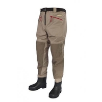 Image of Snowbee Prestige Breathable Bootfoot & Zip Front Waist Waders - Combi Felt Sole - Taupe