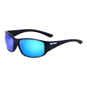 Image of Snowbee Spectre Wrap Full Frame Polarised Sunglasses - Black Frame/Blue Mirror Lens