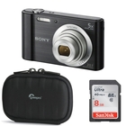 Sony DSC-W800 20.1MP Digital Camera With Lowepro Santiago 10 Bag and 8GB SD CardBlack