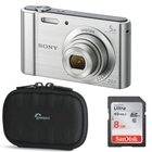 Sony DSC-W800 20.1MP Digital Camera With Lowepro Santiago 10 Bag and 8GB SD CardSilver