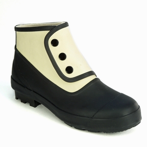 Image of Spats Ankle Plain Classic 2 Tone Rubber Boots (Women's) - Matte Black & Antique White