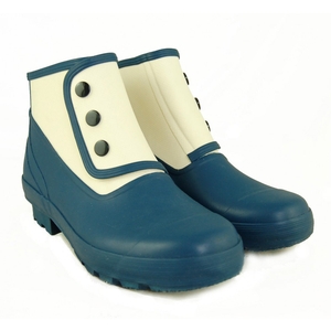 Image of Spats Ankle Plain Classic 2 Tone Rubber Boots (Women's) - Prussian Blue & Antique White