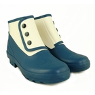 Image of Spats Ankle Plain Classic 2 Tone Rubber Boots (Women's) - Prussian Blue & Antique White