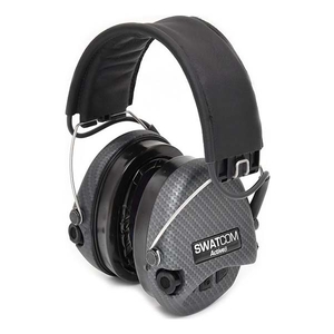 Image of Swatcom Tactical Active8 Military Grade WP Hearing Protectors w/Aux - Carbon Fibre Effect