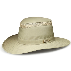 Image of Tilley Broad Curved Brim Lightweight Airflo Hat - Khaki With Olive Underbrim