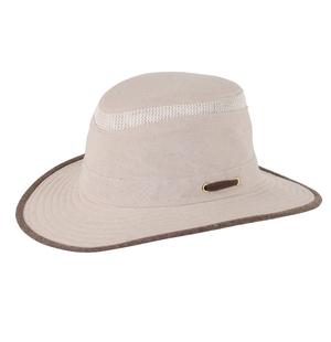 Image of Tilley Intermediate Curved Brim Mash-Up Hat - Sand With Brown Trim
