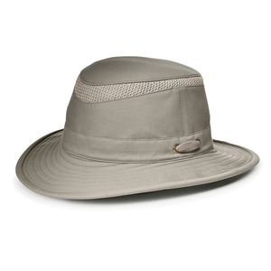 Image of Tilley Medium Curved Brim Organic Cotton Airflo Hat - Khaki with Olive Green Underbrim