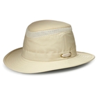 Image of Tilley Medium Curved Brim Lightweight Airflo Hat - Natural With Forest Green Underbrim