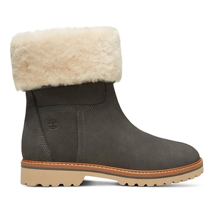 Image of Timberland Chamonix Valley Authentic Shearling Fold Down Waterproof Boot (Women's) - Medium Grey (Gargoyle) Nubuck