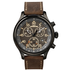 Image of Timex Expedition Field Chrono Watch - Dark Brown Leather Strap