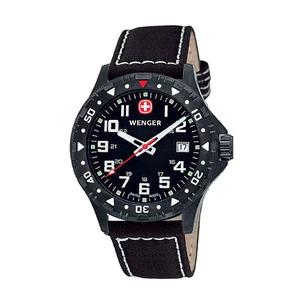 Image of Wenger Swiss Military Off Road Watch - Nylon and Leather Strap - Black
