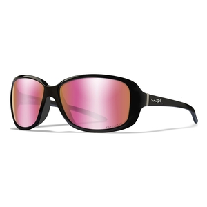Image of Wiley X Affinity Polarised Sunglasses - Captivate Polarized Rose Gold Mirror Smoke Green Lens/Gloss Black Frame