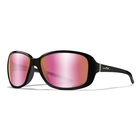 Image of Wiley X Affinity Polarised Sunglasses - Captivate Polarized Rose Gold Mirror Smoke Green Lens/Gloss Black Frame