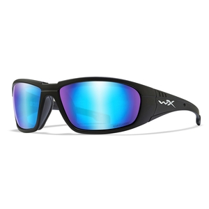 Image of Wiley X Boss Captivate Polarized Sunglasses - Captivate Polarized Blue Mirror Smoke Grey Lenses / Matte Black Frame