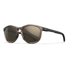Image of Wiley X Bravo Sunglasses - Captivate Tungsten Mirror-Grey Lens / Gloss Crystal Tan-Matte Black Frame