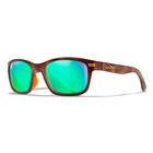 Image of Wiley X Helix Captivate Polarized Sunglasses - Bronze Mirror Copper Lenses / Gloss Black Fade to Clear Crystal Frame