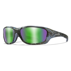 Image of Wiley X Gravity Captivate Polarized Sunglasses - Captivate Polarized Green Mirror Amber Lenses/Kryptek Neptune Frame