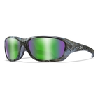 Image of Wiley X Gravity Captivate Polarized Sunglasses - Captivate Polarized Green Mirror Amber Lenses/Kryptek Neptune Frame