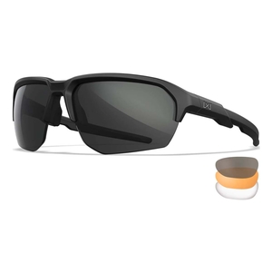 Image of Wiley X Jakl Sunglasses - Grey/Clear/Light Rust Lens / Matte Black Frame