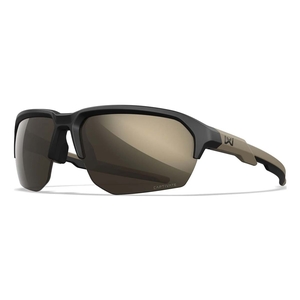 Image of Wiley X Jakl Sunglasses - Captivate Tungsten Mirror Lens / Matte Black/Tan Frame