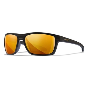 Image of Wiley X Kingpin Captivate Polarized Sunglasses - Polarized Bronze Mirror Amber Lenses / Matte Black Frame