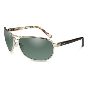 Image of Wiley X Klein Polarized Sunglasses - Smoke Green Lenses/Gold Frame