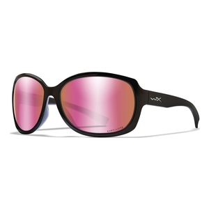 Image of Wiley X Mystique Polarised Sunglasses - Captivate Polarized Rose Gold Mirror Smoke Green Lens/Gloss Black Frame