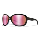 Image of Wiley X Mystique Polarised Sunglasses - Captivate Polarized Rose Gold Mirror Smoke Green Lens/Gloss Black Frame