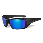 Image of Wiley X Nash Polarized Sunglasses - Polarized Blue Mirror (Green) Lens /Matte Black