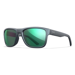 Image of Wiley X Ovation Polarized Sunglasses - Captivate Polarized Green Mirror Lenses / Matte Graphite Frame