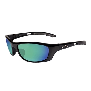Image of Wiley X P-17 Sunglasses - Gloss Black / Polarized Emerald Mirror