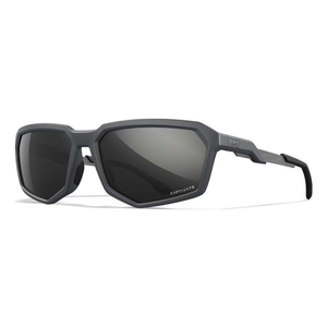 Image of Wiley X Recon Captivate Polarized Sunglasses - Black Mirror Grey Lens / Matte Grey Frame