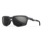 Image of Wiley X Recon Captivate Polarized Sunglasses - Black Mirror Grey Lens / Matte Grey Frame