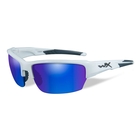 Image of Wiley X Saint Blue Mirror Polarized Sunglasses - Green Lenses/Gloss White Frame