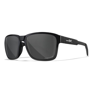 Image of Wiley X Trek Captivate Polarized Sunglasses - Smoke Grey Lenses / Gloss Black Frame