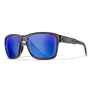 Image of Wiley X Trek Captivate Polarized Sunglasses - Blue Mirror Smoke Grey Lenses / Gloss Crystal Dark Grey Frame