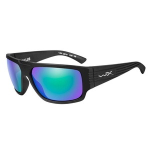 Image of Wiley X Vallus Polarized Sunglasses - Polarized Emerald Mirror Amber Lenses/Matte Black Frame