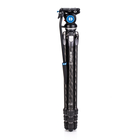 Image of Benro Tortoise Carbon Fibre Lightweight Birdwatching / Travel 4 section Tripod C/W with Flat Base S4PROVideo Head - Wt 2.4Kg