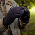 Image of Dents Holland Polarfleece Half Finger Gloves w/Cap Mitt - Black