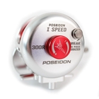 Image of Poseidon 300L Boat Multiplier Jigging Reel - Left Hand Wind - Silver / Red