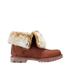 Image of Timberland Authentics Faux Fur Fold Down Boots (Women's) - Medium Brown Nubuck