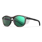 Image of Wiley X Bravo Polarized Sunglasses - Captivate Polarized Green Mirror-Amber Lens / Gloss Tortoise-Gloss Black Fr
