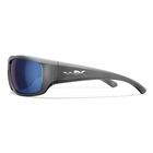 Image of Wiley X Omega Captivate Polarized Sunglasses - Captivate Polarized Blue Mirror Lenses / Matte Translucent Black Frame