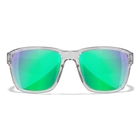 Image of Wiley X Trek Captivate Polarized Sunglasses - Green Mirror Amber Lenses / Gloss Crystal Light Grey Frame